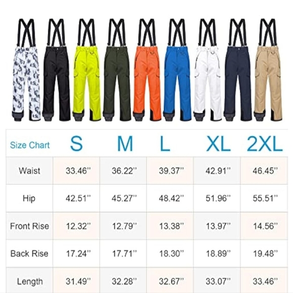 Snow Pants Men Snow Suits Water Resistant Insulated Ski Snow Pants - Picture 3 of 8